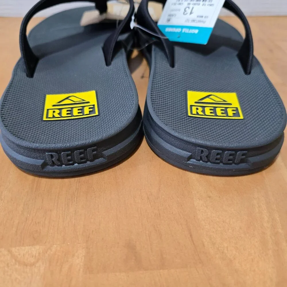 Reef Men's Phantoms TQT Bottle Opener Flip Flops Black Size 13‎ New with Tags